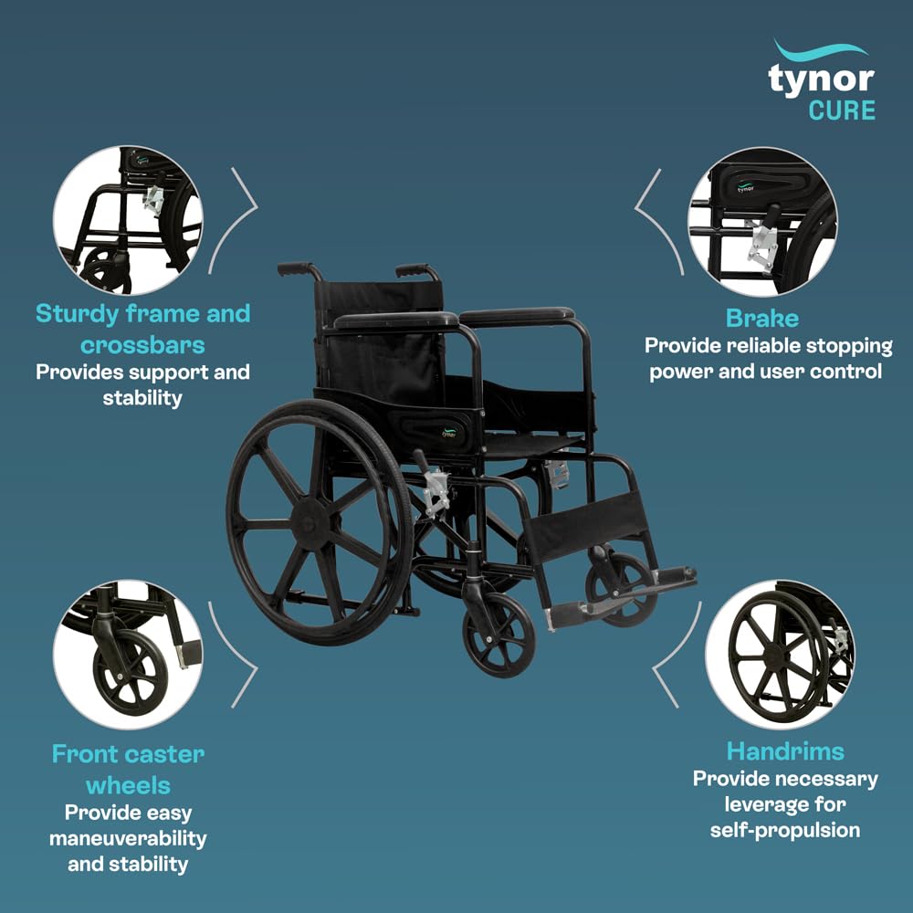 Tynor Wheelchair Standard, Black, Universal