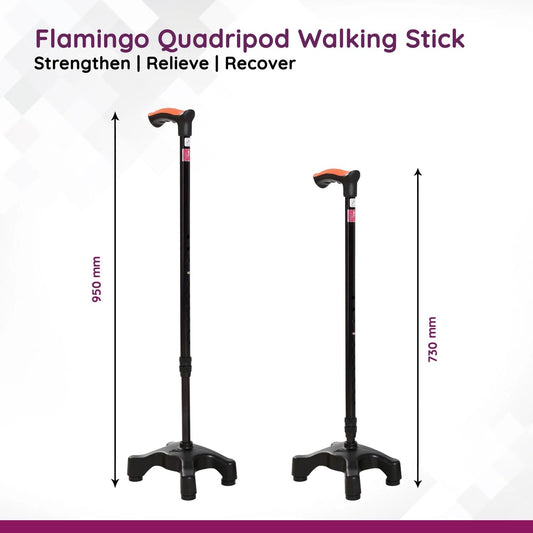 Quadripod Metal Low Base Walking Stick