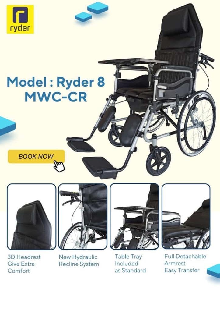 Karma Hydraulic Recliner Cum Commode Ryder 8 Wheelchair