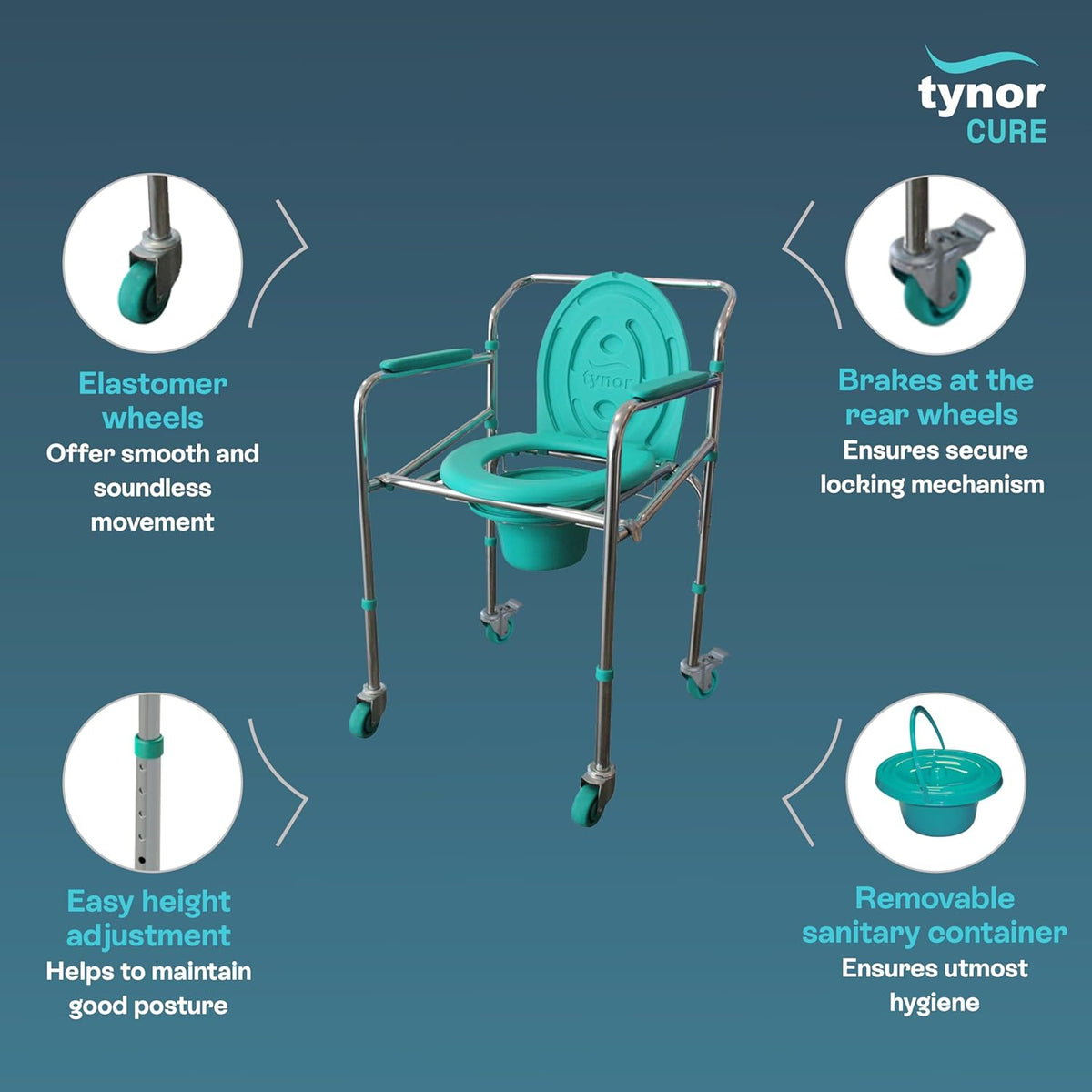 Tynor Commode Chair With Wheels