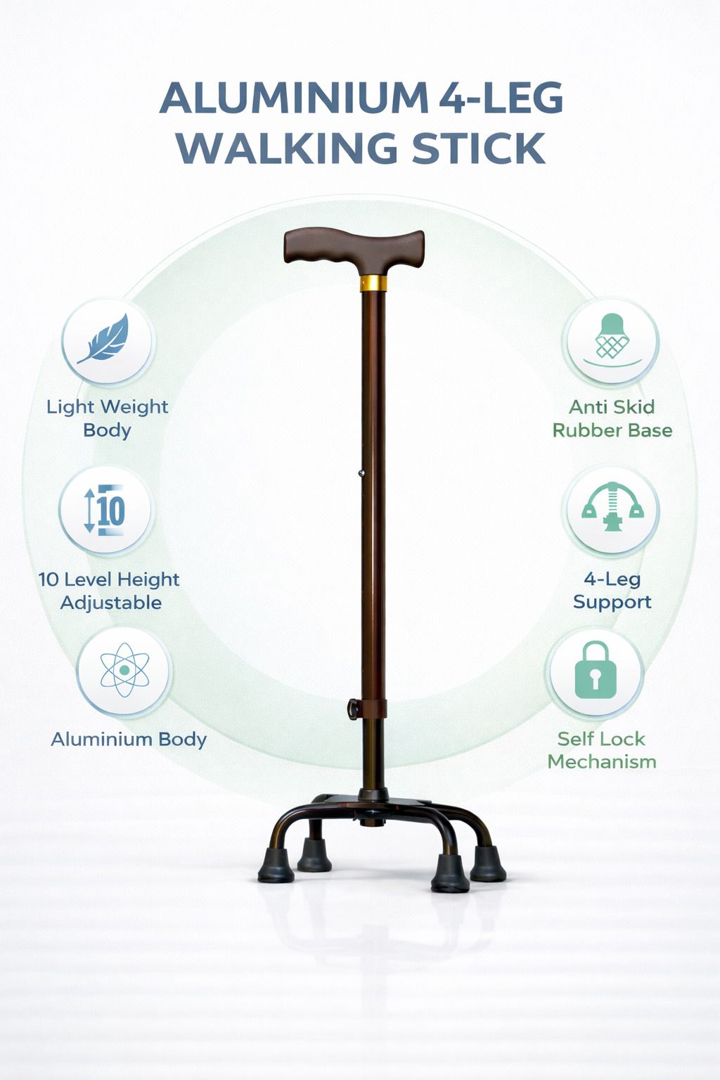 4-Leg Aluminium Walking Stick